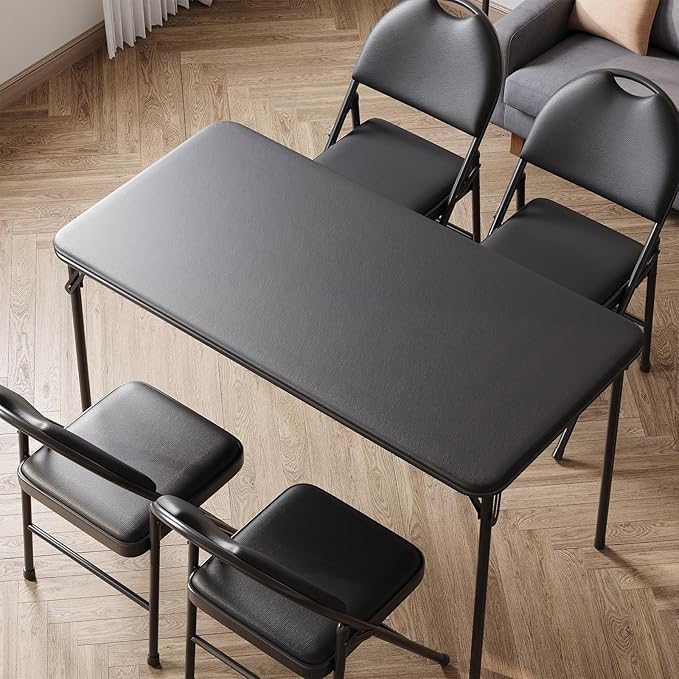 IDEALHOUSE Protable Folding Table and Chairs, 5 Piece Folding Card Table and - Image 4