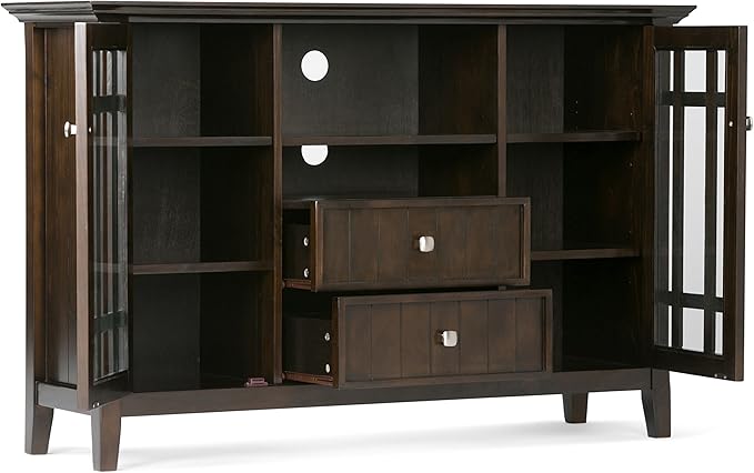 SIMPLIHOME Bedford SOLID WOOD 53 Inch Wide Transitional TV Media Stand in Dark - Image 4