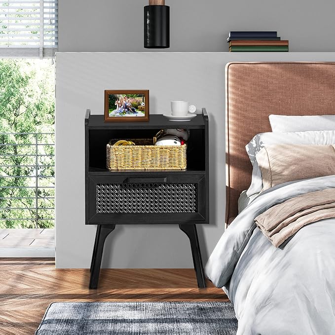 Lerliuo Rattan Nightstand, Side Table - Image 9