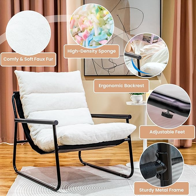 Plush Modern Accent Chair Single Comfy Chair - Image 5