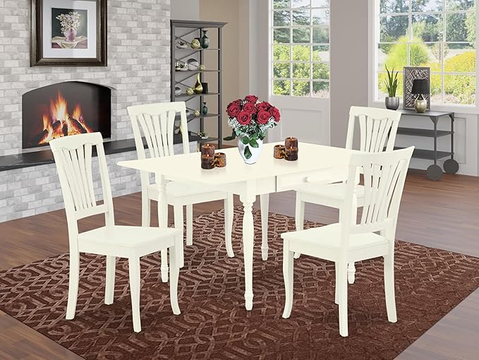 East West Furniture MZAV5-LWH-W 5 Piece Dinette Set - Image 2