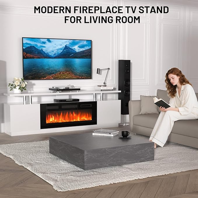 70'' Fireplace TV Stand, Entertainment Center - Image 6
