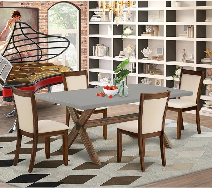 East West Furniture X797MZN32-5 5 Piece Dining Set Includes a Rectangle Dining - Image 2