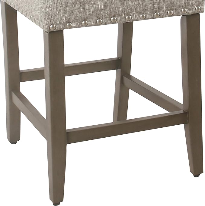 Homepop Home Decor | Backless Nailhead Trim Counter Height Bar Stools | 24 Inch - Image 12
