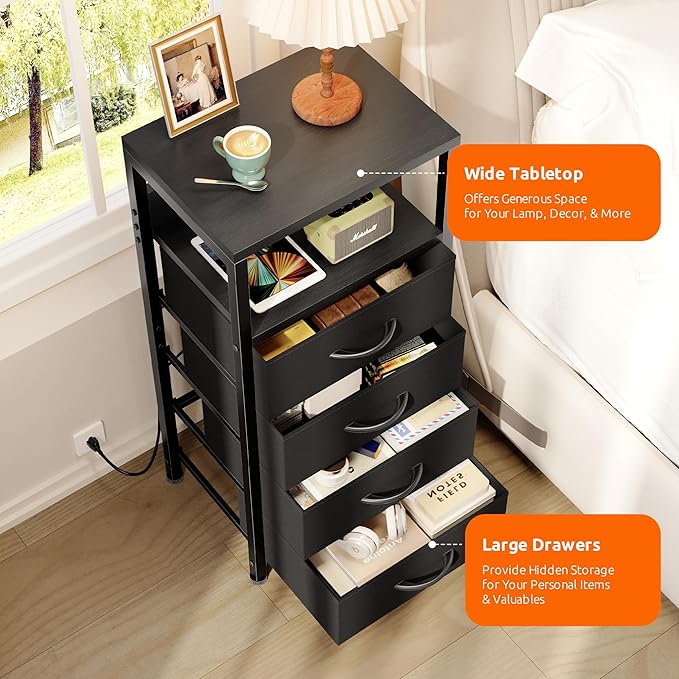 NightStand Bedside Charging Table Bedroom - Image 5