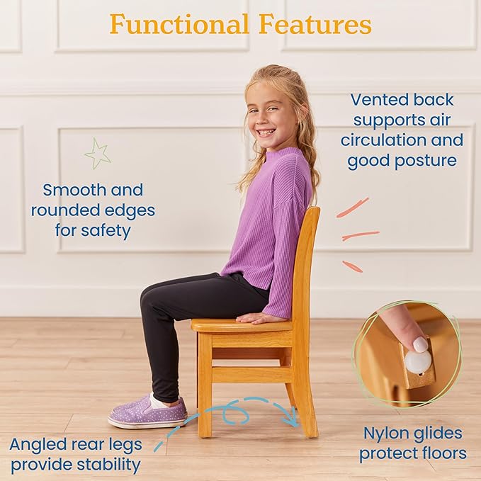 ECR4Kids 24in x 24in Hardwood Table and Chair Set, 12in Seat Height, Kids - Image 5