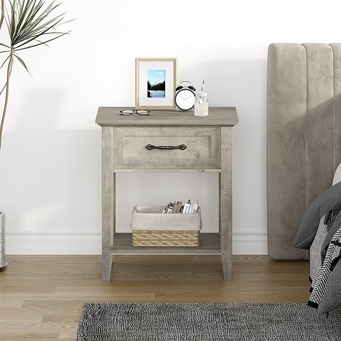 IDEALHOUSE Grey Nightstand, End Table - Image 2