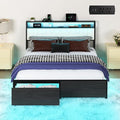 Queen Bed Frame with Storage Headboard, Metal Platform Bed Frame with LED by Natekelly