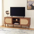 SAFAVIEH Claude TV Stand for up to 65" Flatscreen – Walnut, 2 Sliding Doors by SAFAVIEH