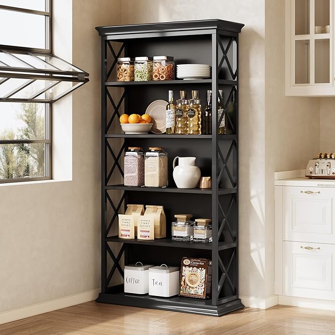 Little Tree 6-Tier Bookcase, 71 Inches Industrial Bookshelves, Floor Standing - Image 6