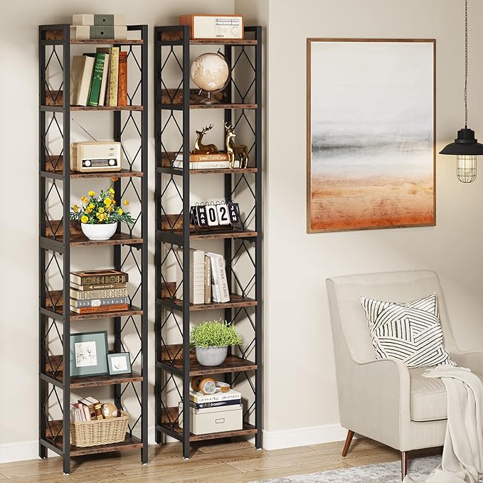Tribesigns 78.7 Inch Extra Tall Narrow Bookshelf, 7-Tier Skinny Bookcase by Tribesigns