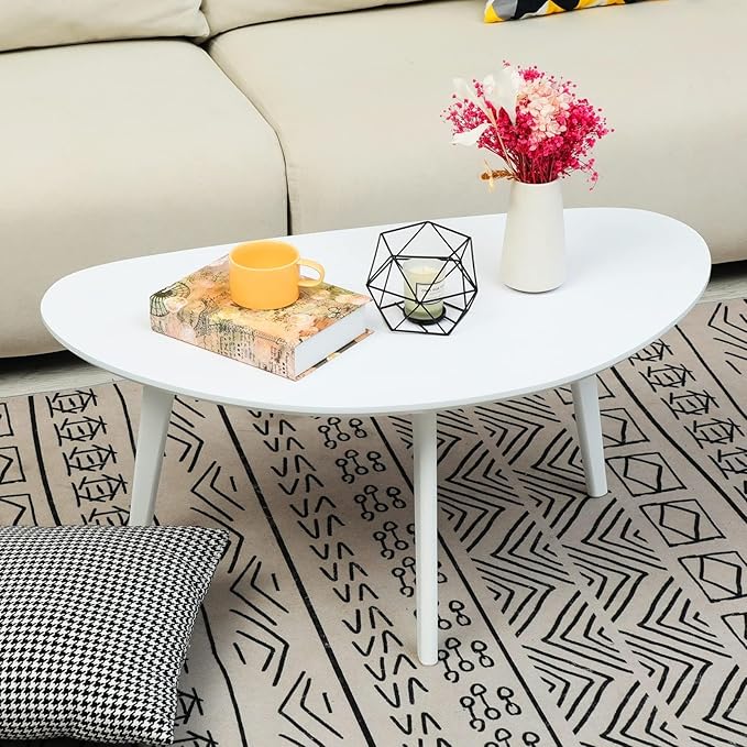 FIRMINANA Small White Oval Coffee Table - Image 6