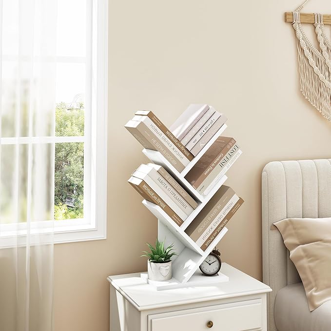 Hoctieon 4 Tier Tree Bookshelf, 4 Shelf Bookcase, Free Standing Tree Bookcase - Image 4