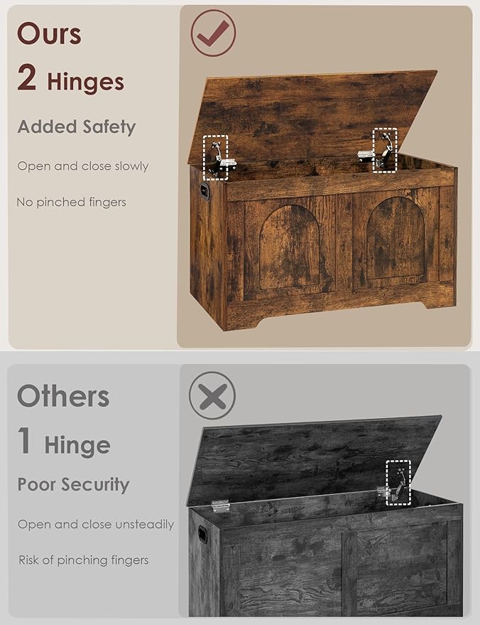 DINZI LVJ Storage Chest, 31.5”Wooden Storage Box - Image 4
