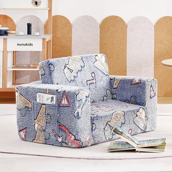 Tiita Kids Chair Couch, Folding Toddler Comfy Sofa Chairs, 2-in-1 Kids Plush - Image 7