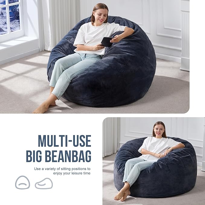 Hobestluk 4ft Bean Bag Chairs for Adults Large Beanbag Chair - Image 5