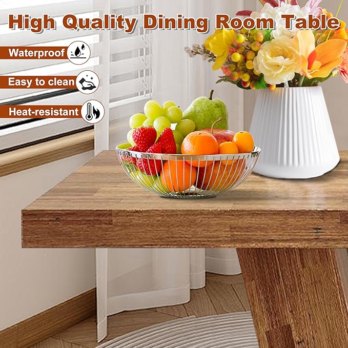 47 Inch Dining Table for 4, Farmhouse Dinner Table Wooden Kitchen Tables - Image 4