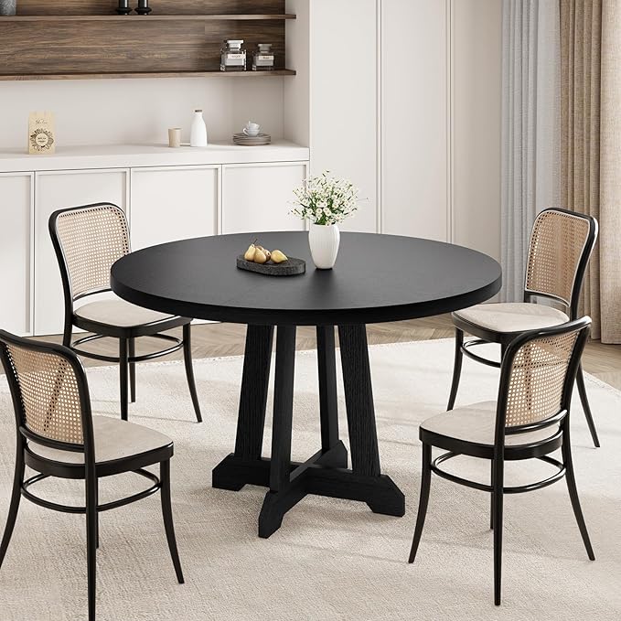 GarveeHome Round Dining Table for 4, Kitchen Dining Room Circle Dinner Pedestal - Image 4