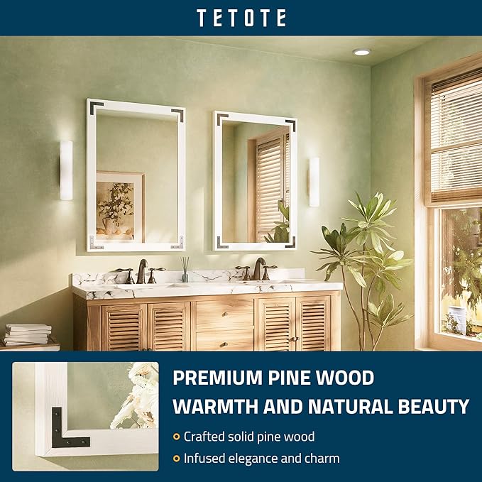 TETOTE 24 x 36 White Wood Framed Mirror - Image 2