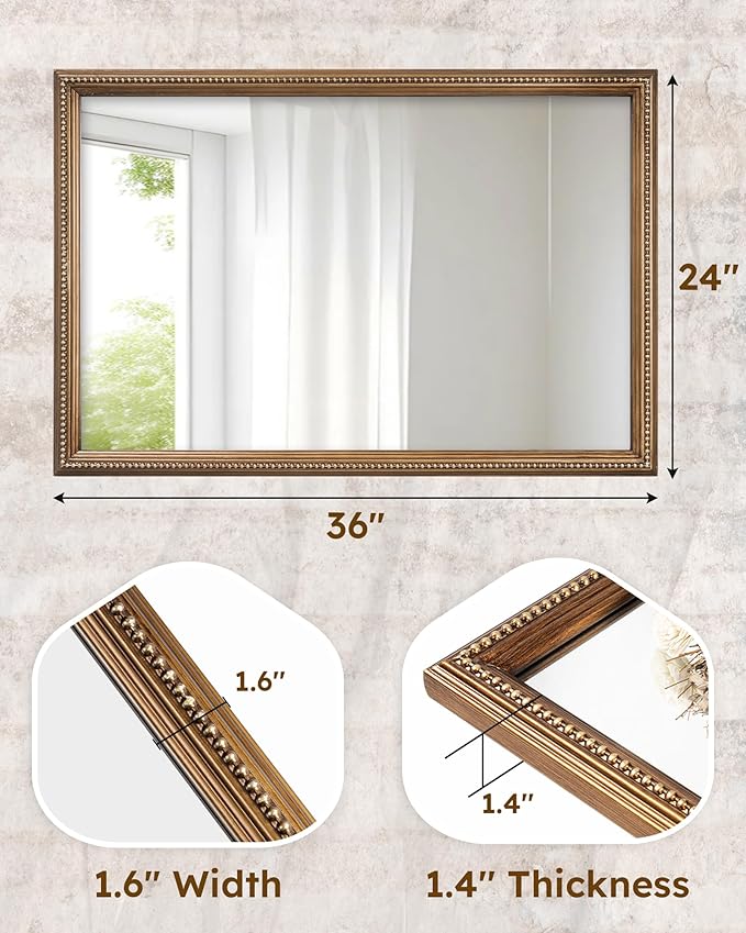 Axeman 24x36 Wood Wall Mirror, Rustic Bathroom Mirror, Vintage Wall Mounted - Image 5