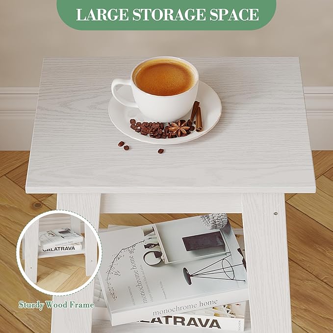 End Table with Double Storage Shelves, Small Space Side Table - Image 6