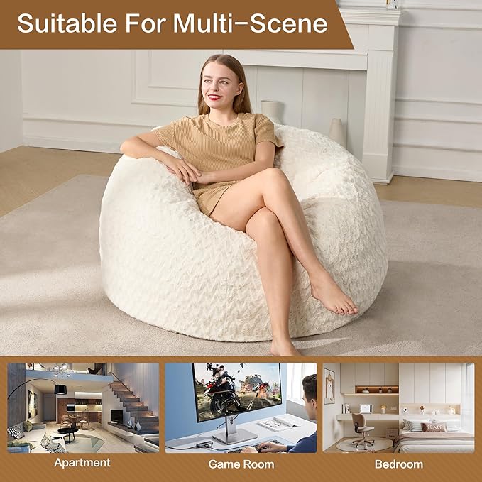 Hobestluk 3ft Bean Bag Chairs for Adults Large Beanbag Chair - Image 5
