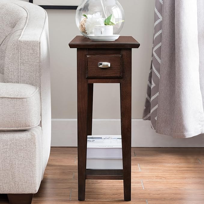 Leick Home 15 in Wide End Table, Solid Wood Construction, One Drawer, One Lower - Image 2