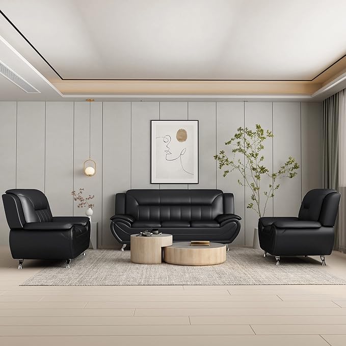 Container Furniture Direct Michael Modern Faux Leather Upholstered Stainless - Image 17