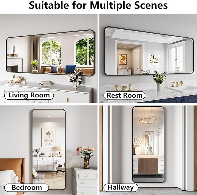 Koonmi Metal Framed Bathroom Mirror, High-Definition Tempered Glass Bathroom - Image 4