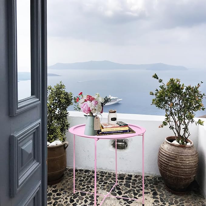 Garden 4 you End Table Set of 2, Outdoor Side Table, Small Patio Table Metal - Image 7