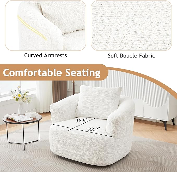 Merax Modern 360° Chenille Swivel Barrel Chair - Image 5
