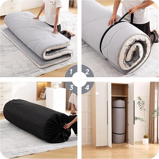 Welnow Japanese Futon Floor Mattress, Thick Twin Size Tatami Mat Portable & - Image 5