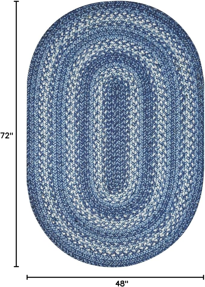 Homespice Denim Jute Blue 4x6' Braided Rugs Oval Rugs - Image 2
