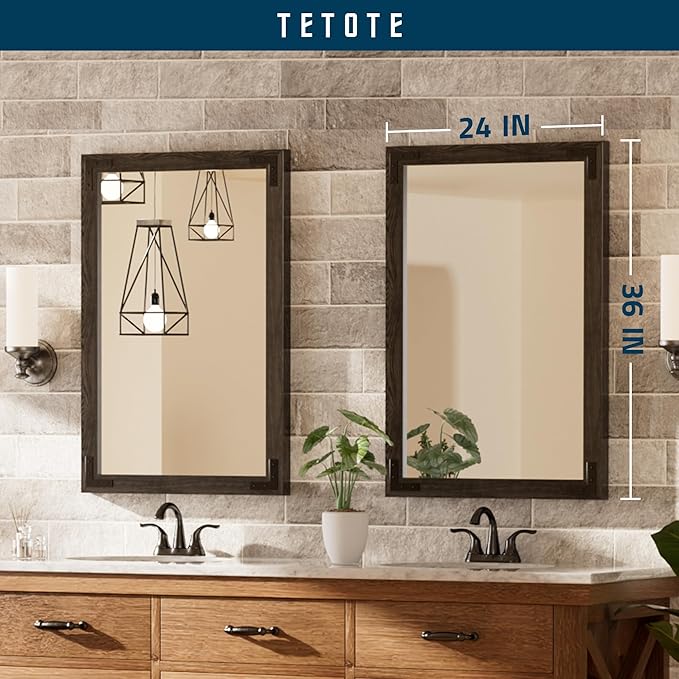 TETOTE 24 x 36 Black Wood Framed Mirror - Image 7