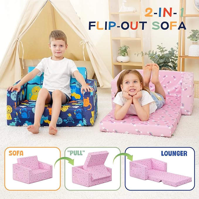 MallBest Kids Sofas Toddler Couch Bed Baby's Upholstered Chair Sleepover Couch - Image 3