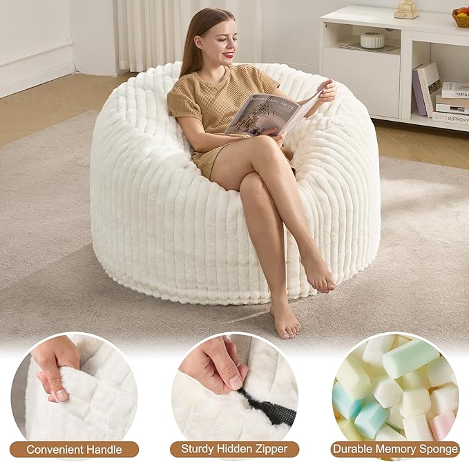 Hobestluk 4ft Bean Bag Chairs for Adults Large Beanbag Chair - Image 4