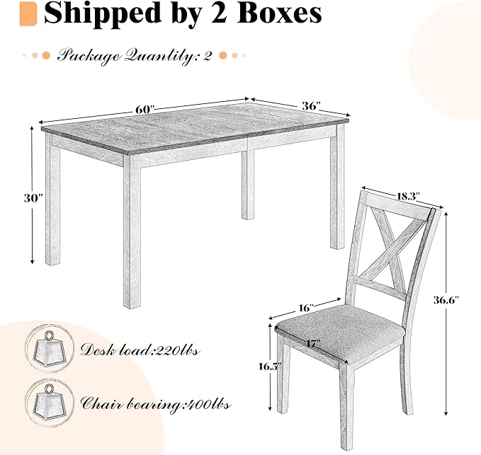 7-Piece Farmhouse Solid Wood Dining Table Set - Image 2