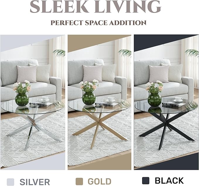 Round Glass Coffee Tables for Living Room, Home Office, Modern & Simple Center - Image 7