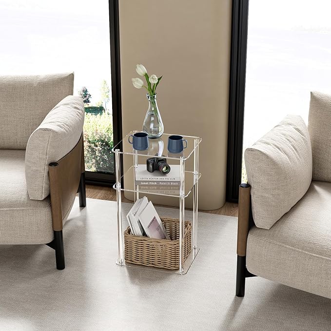 HMYHUM Acrylic Side Table for Small Spaces, Nightstand/Bedside Table, Home - Image 6