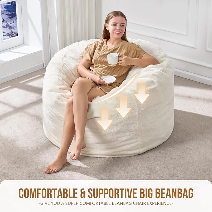 Hobestluk 3ft Bean Bag Chairs for Adults Large Beanbag Chair - Image 7