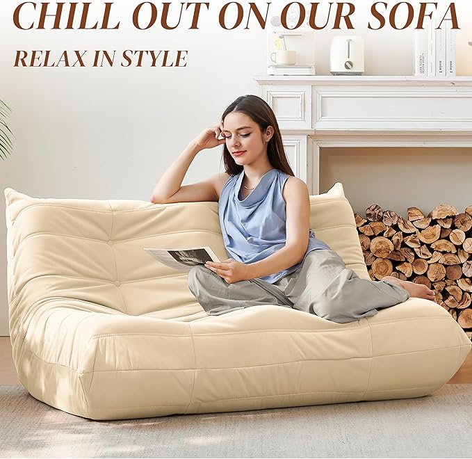 Bean Bag Chair, Loveseat Fireside Chair Bean Bag Sofa - Image 3