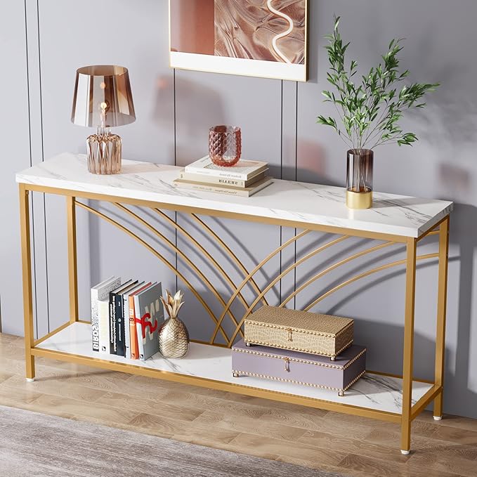 Tribesigns 70.9 inch Extra Long Console Table, Faux Marble Entryway Table - Image 5