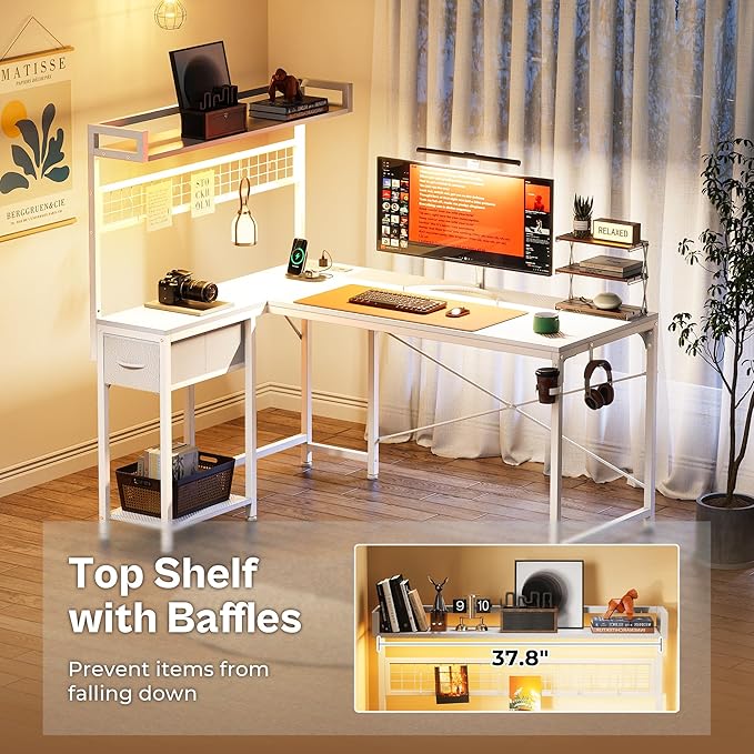 PRAISUN L Shaped Gaming Desk - Image 7