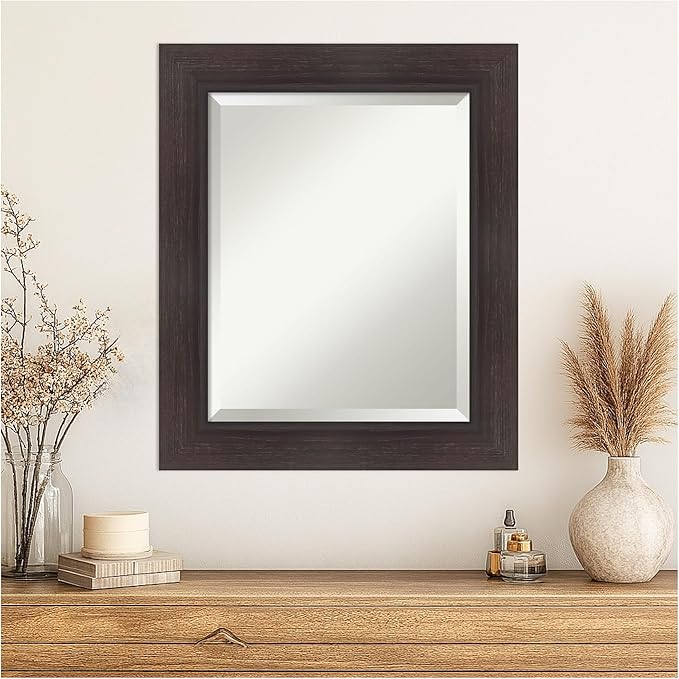 Amanti Art Brown Wall Mirror 26x22 Sloped Espresso Rectangle Bathroom Mirror - Image 4