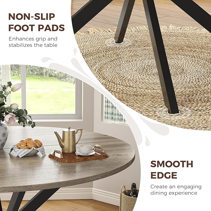 Unovivy 47" Round Dining Table for 4-6, Space Saving Circle Kitchen Dinner Table - Image 5