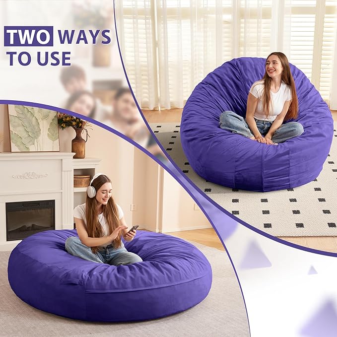 HABUTWAY XX-Large Bean Bag Chair: Giant 7' Memory Foam Furniture Bean Bag Chairs - Image 7