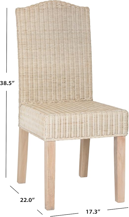 SAFAVIEH Home Collection Odette Grey Wicker Dining Chair - Image 3