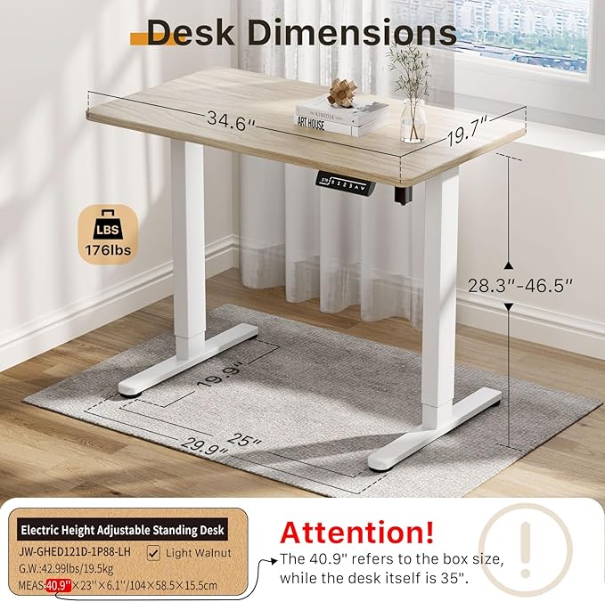 JOY worker Small Electric Standing Desk, Light Walnut Sit to Stand Workstation - Image 2
