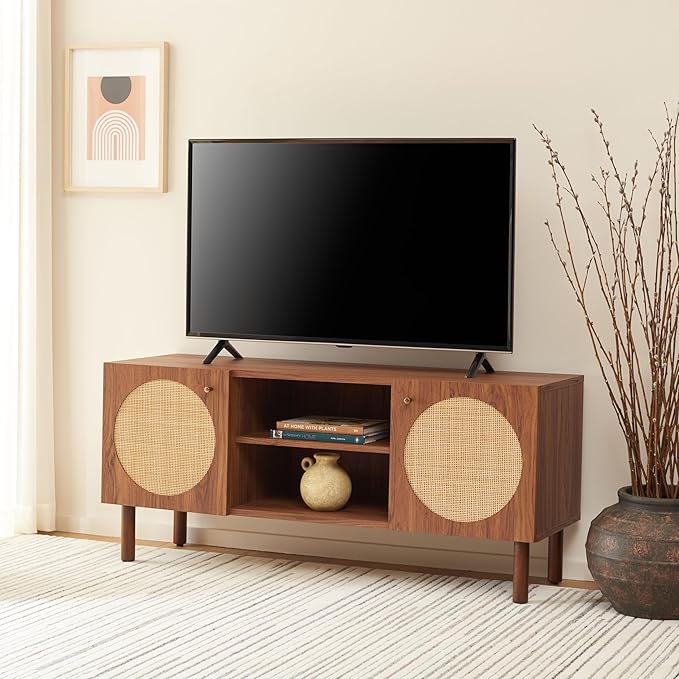 SAFAVIEH Ophelia TV Stand for up to 55" Flatscreen – Walnut, 2 Doors by SAFAVIEH