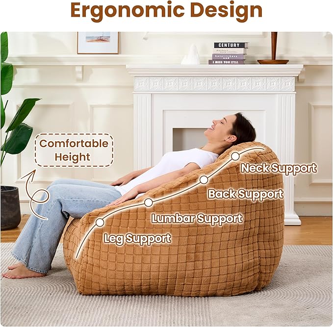 Bean Bag Chairs for Adults, Giant Beanbag Sofa Comfy Reading Chair, Oversized - Image 4
